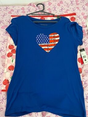 bebe Royal Blue Short Sleeve Tee with American Heart Logo